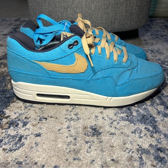 Nike Air Max 1 PRM FB8915-400 Baltic Blue Sesame Corduroy Sneakers Size 13 Men’s - Picture 1 of 11